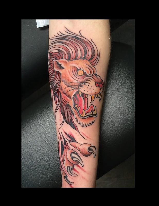 Lion Tear Out - Traditional Tattoos - Last Sparrow Tattoo