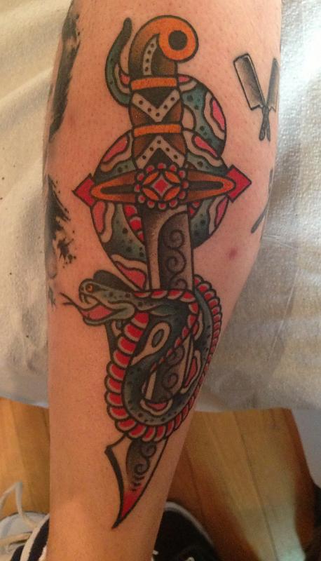 Dagger and Cobra by Steve Boltz - Traditional Tattoos - Last Sparrow Tattoo
