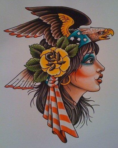 lady head with eagle