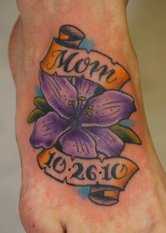 purple lily foot - Flower Tattoos - Last Sparrow Tattoo