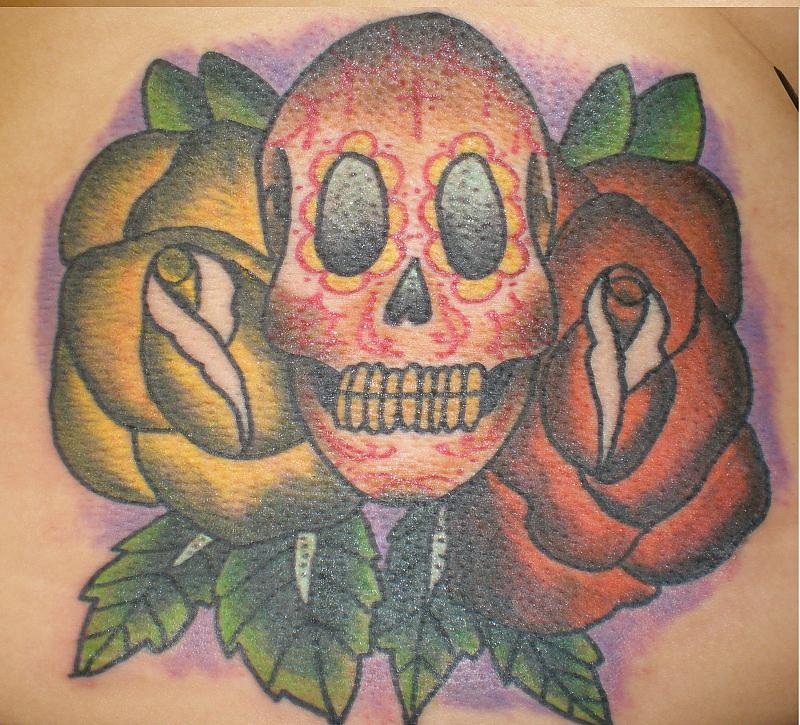 sugar skull with roses