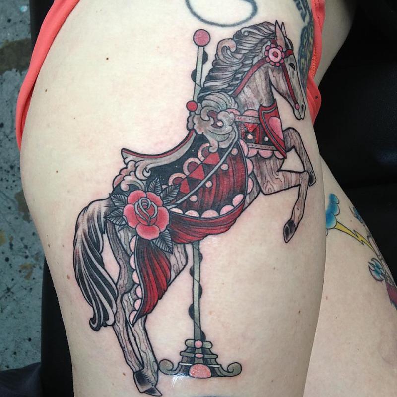 Carousel Horse Girl Tattoo