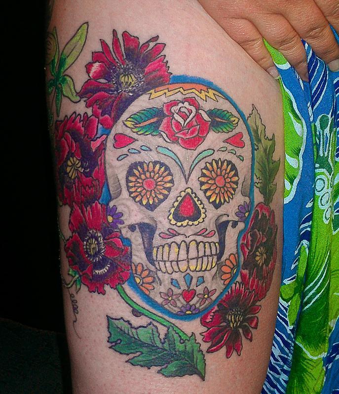 sugar skull with flowers