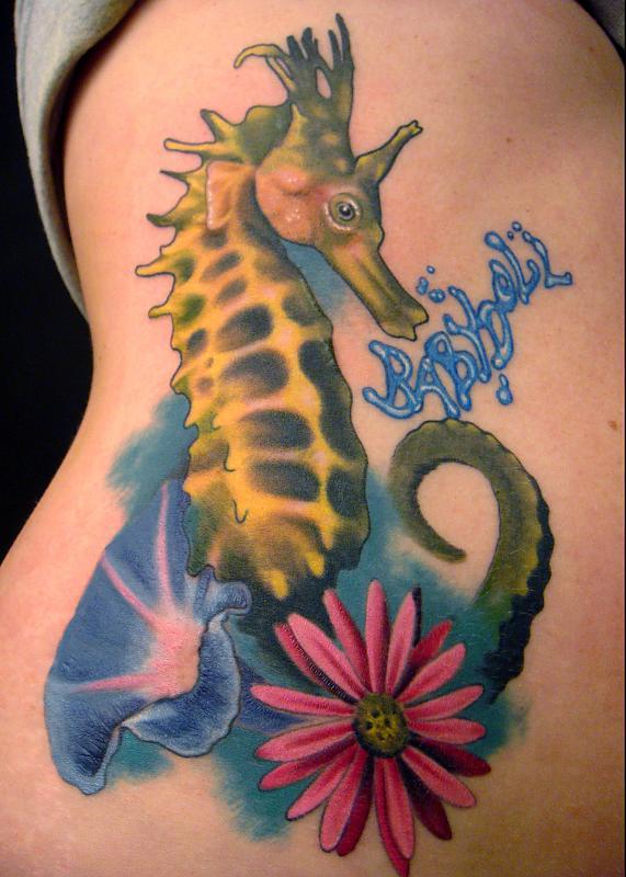 Seahorse and flowers