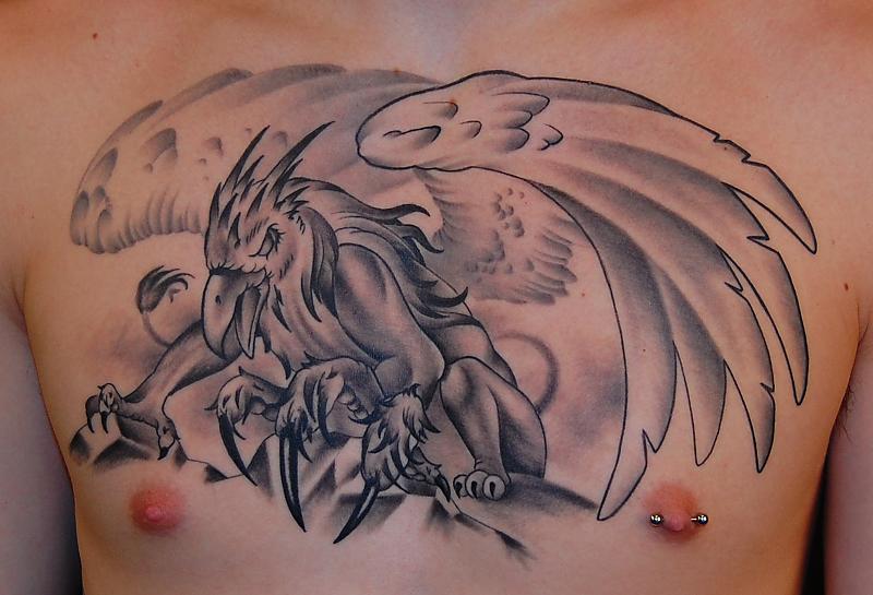 Black and Grey Gryphon Chest Piece