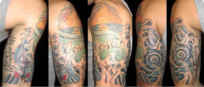 Sunset, Waves and Anchor Half Sleeve