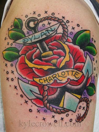 rose anchor - Flower Tattoos - Last Sparrow Tattoo