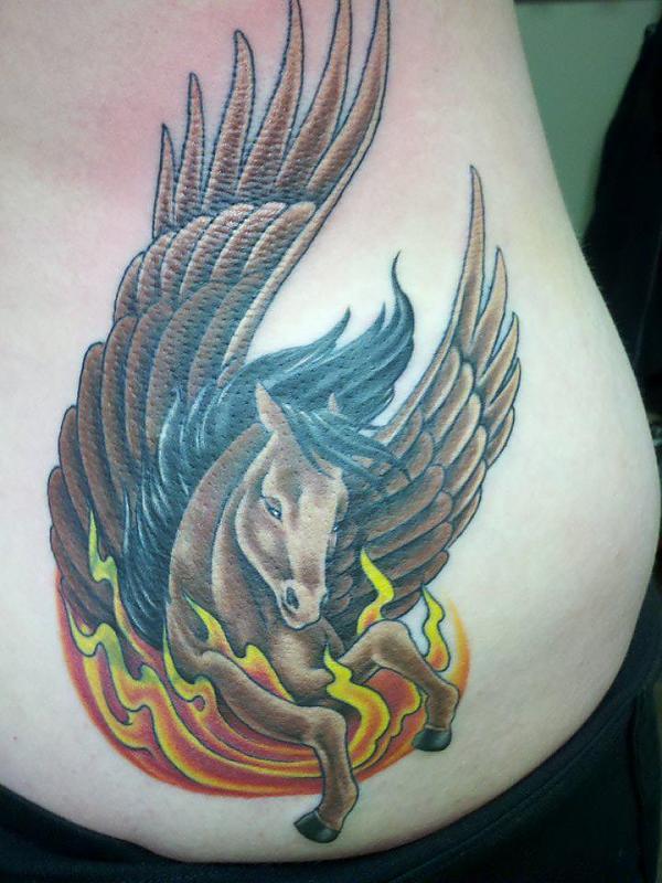 Winged Horse on lower back