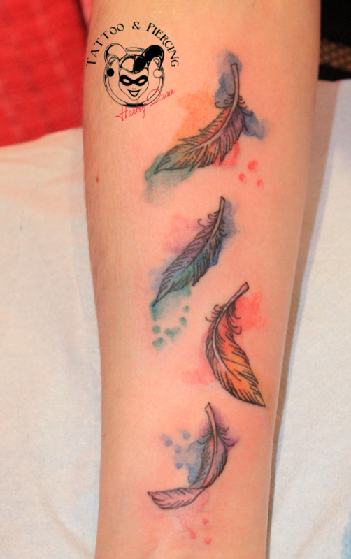 Feather Aquarel - Woman Tattoos - Last Sparrow Tattoo