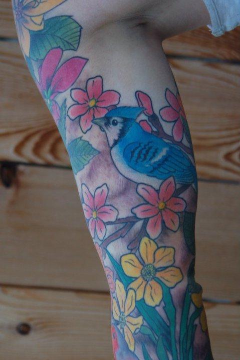 birds and flowers sleeve