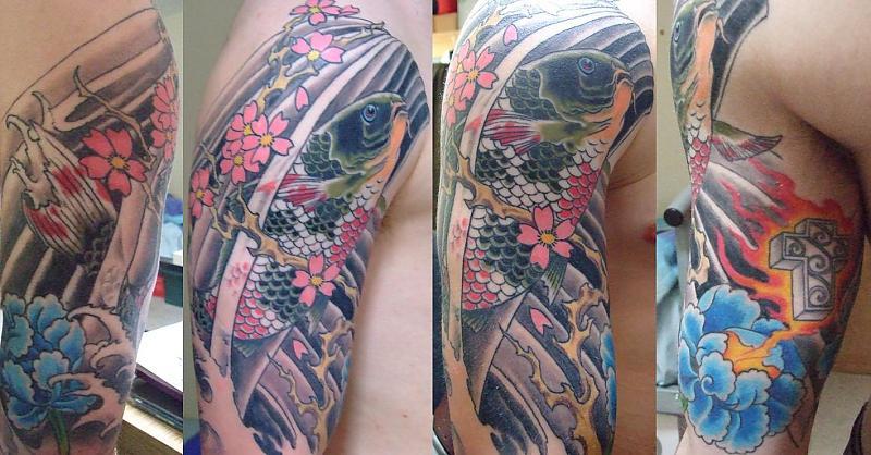 Koi, Peony and Cherry Blossoms Half Sleeve - Japanese and Asian Tattoos -  Last Sparrow Tattoo