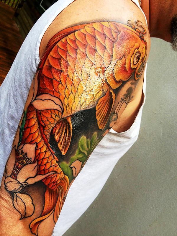 Koi & Lotus flower Half sleeve progress - Japanese and Asian Tattoos - Last  Sparrow Tattoo