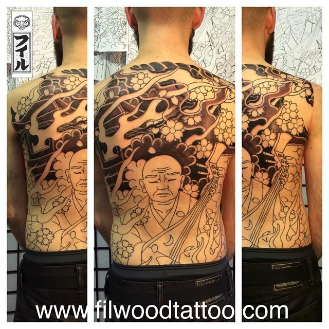 Hoichi the earless back piece second session