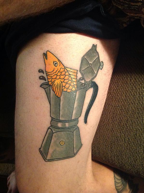 fish in espresso pot