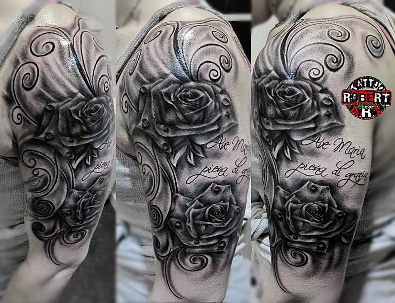 roses arm robert tattoo art