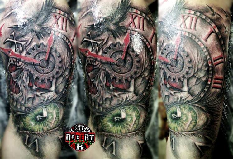 skull clock eye custom design fresh robert tattoo art