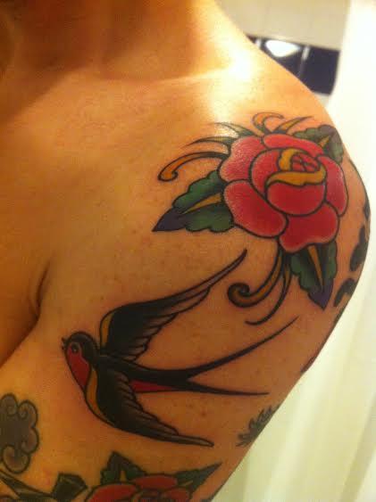 Swallow and rose