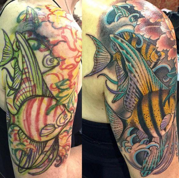 Angelfish Peony - Animal Tattoos - Last Sparrow Tattoo