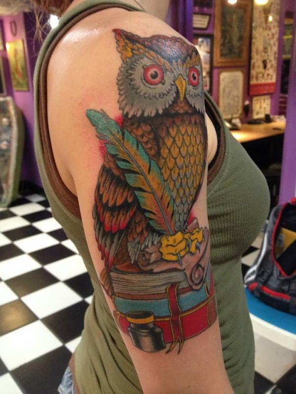 Traditional Style Owl Tattoo by James Dean TattooNOW