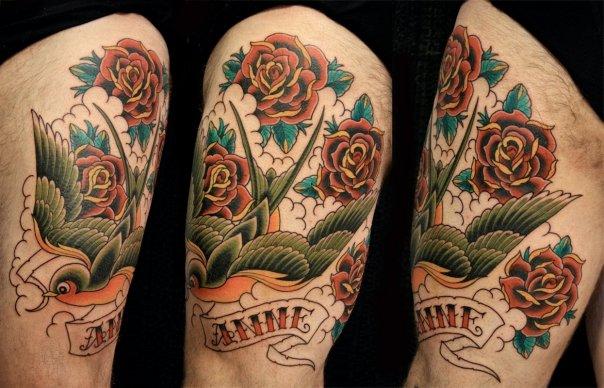 sparrow and roses