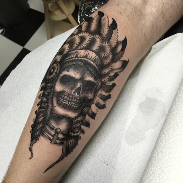 indian head skull tattoo