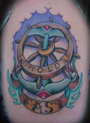 Hold Fast Ship Wheel and Anchor