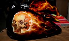Flaming skull bike