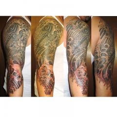 Koi and Skull three quarter sleeve