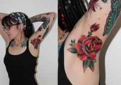 Rose in armpit by Peter Tyas of Glory Bound Tattoo UK