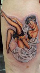 Bright pin up by Peter Tyas of Glory Bound Tattoo UK