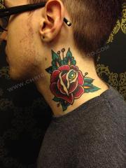 Rose with eye tattoo