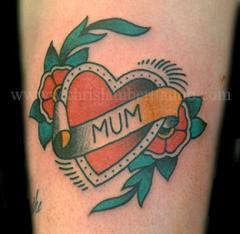 Traditional Mum heart tattoo