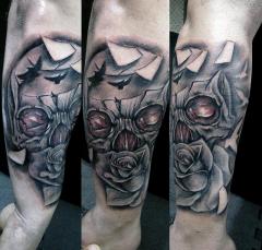 skull rose robert tattoo art