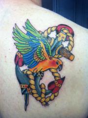Parrot and Anchor Tattoo