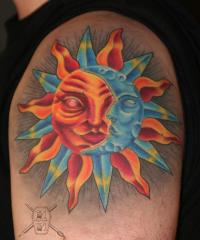 Sun Star and Moon Tattoos