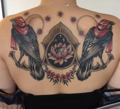 Back (coverup of two symbols and inclusion of lotus done by different artist) by Aron Dubois