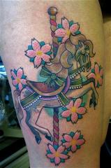 Carousel horse and flowers