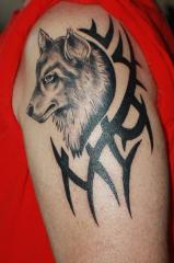 Wolf and Tribal Tattoo