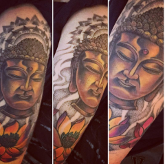 Buddha head with lotuses