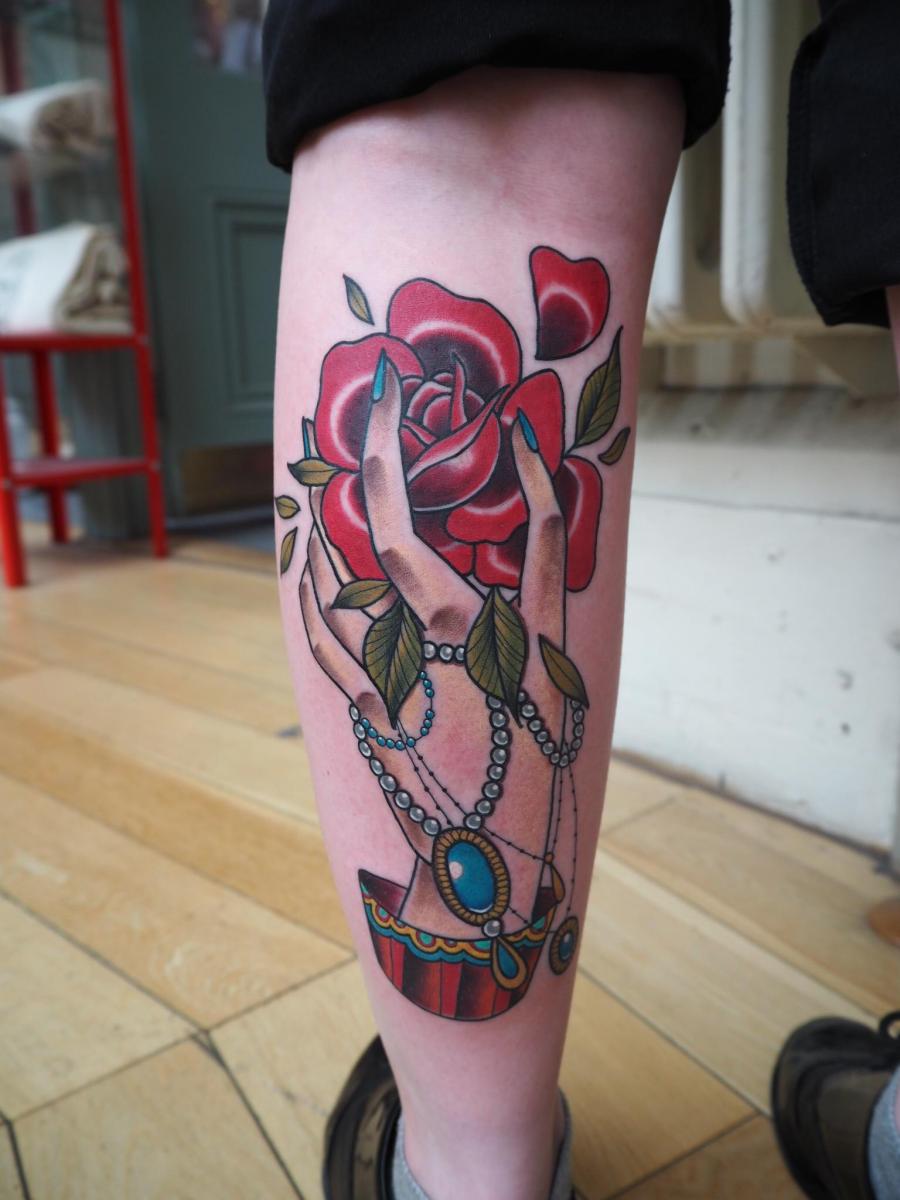 Hand and rose