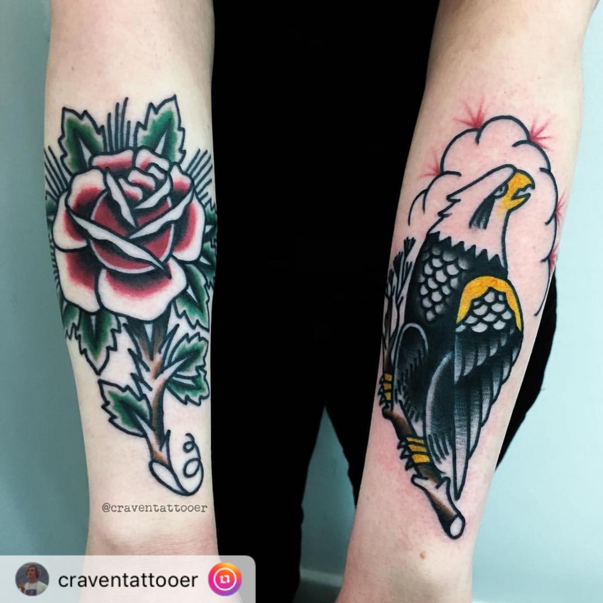 Rose and Eagle Forearms