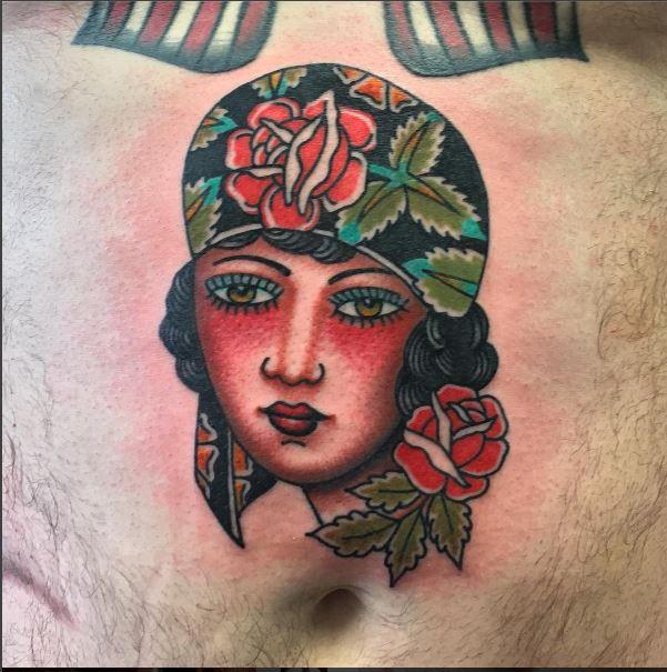 Girl head by Todd Noble at Right Coast Tattoo