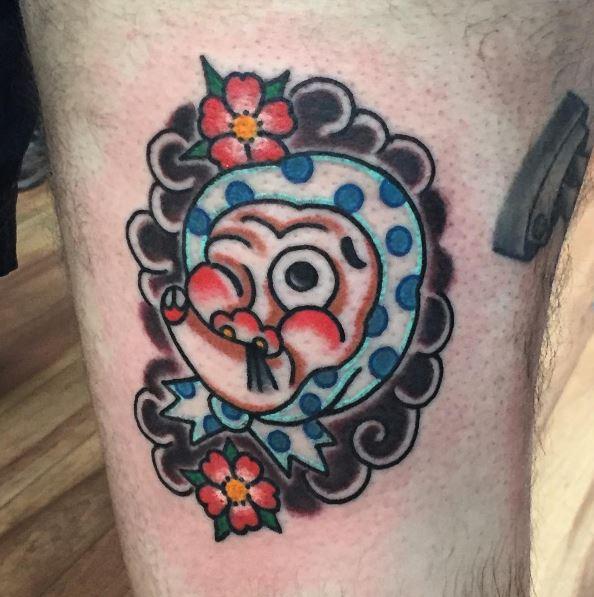 Hyottoko mask by Gus @ Olde City Tattoo