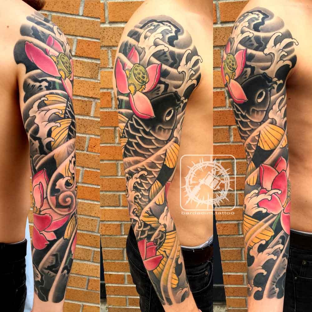 Koi fish Japanese tattoo sleeve