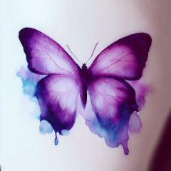 purple watercolor butterfly tattoo designs